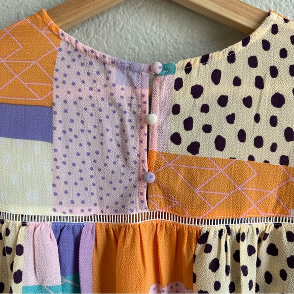 Fate Do Your Best Lavender Purple Abstract Patchwork Blouse Women’s Size Small - Picture 11 of 11